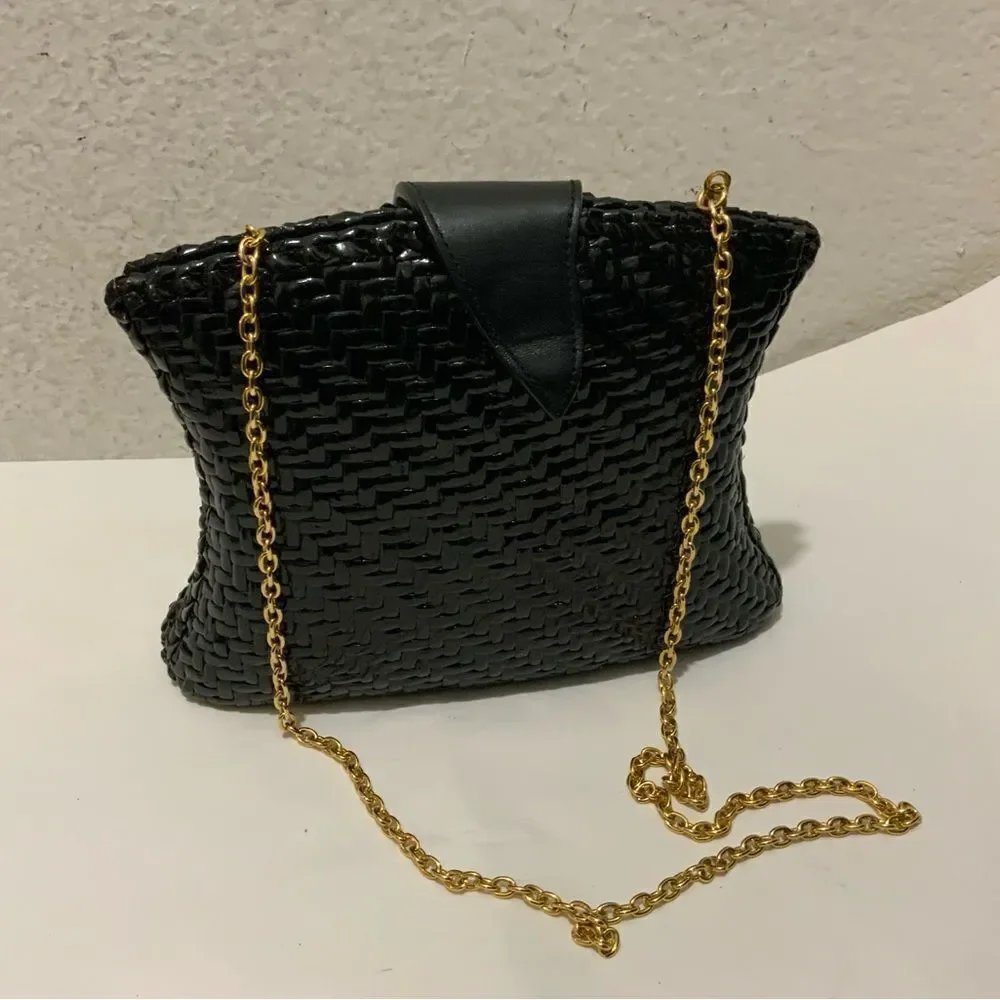 Impulse by SHARIF Leather & PVC Handwoven Basket Weave gold chain